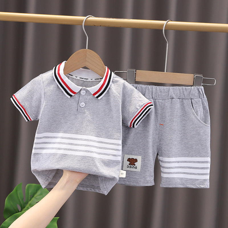 Boys' Summer Lapels Short Sleeve Two-piece Suit