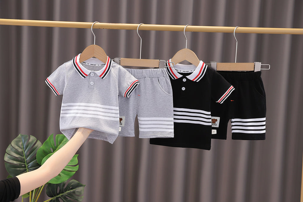 Boys' Summer Lapels Short Sleeve Two-piece Suit