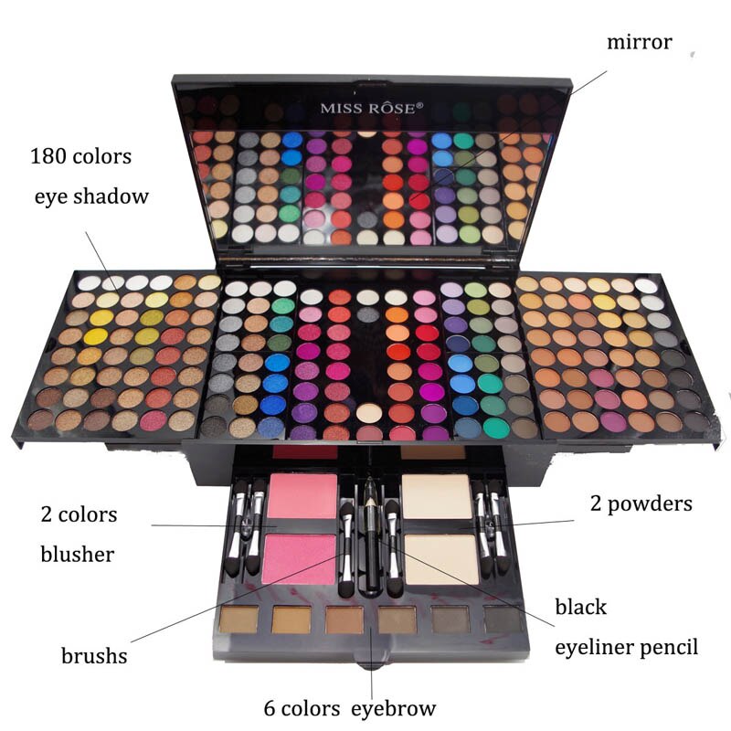 180 Farben Lidschatten Rouge Set Personalisierte Klavierförmige Make-up-Palette Box
