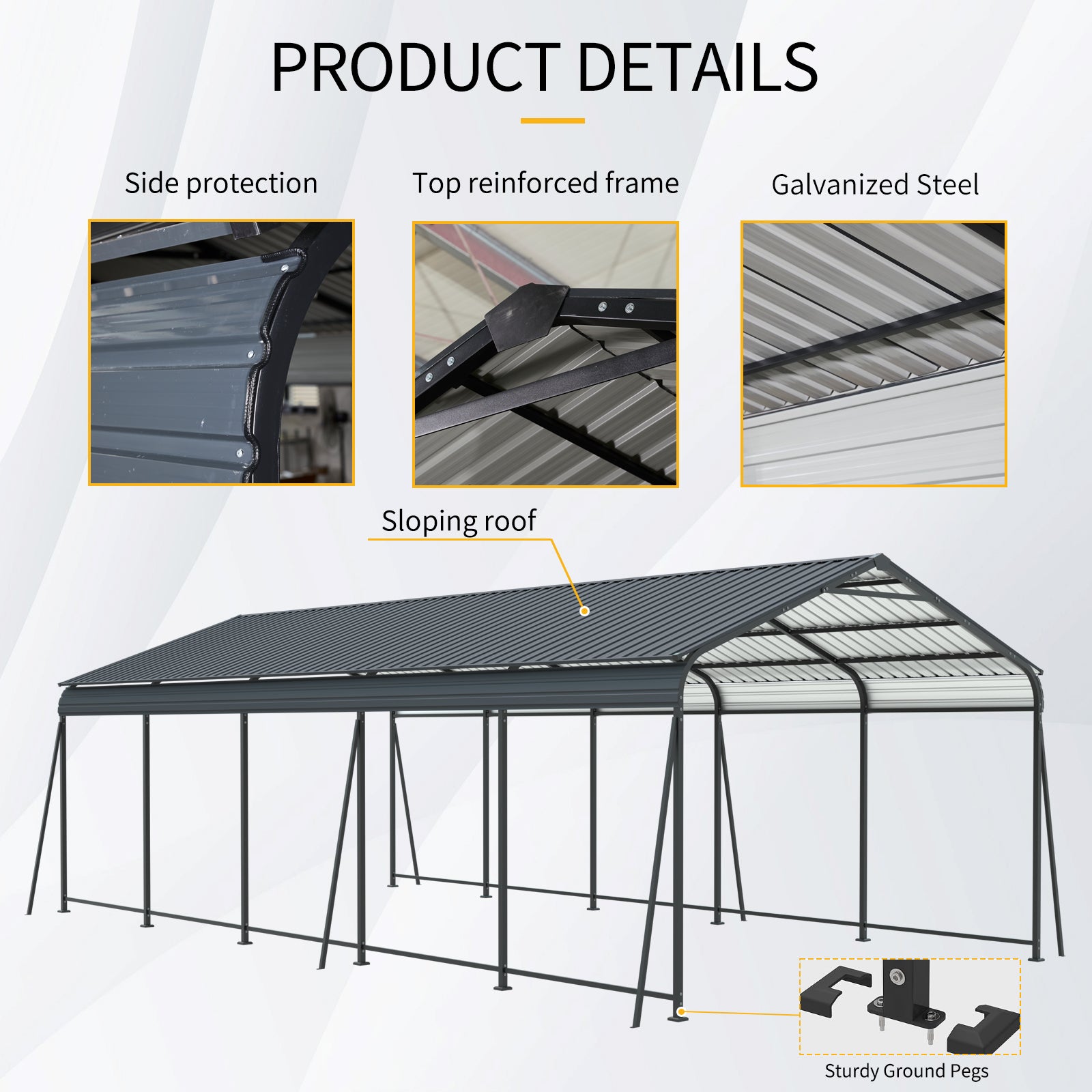 13x26.5 FT Carport For Driveway Car, Truck