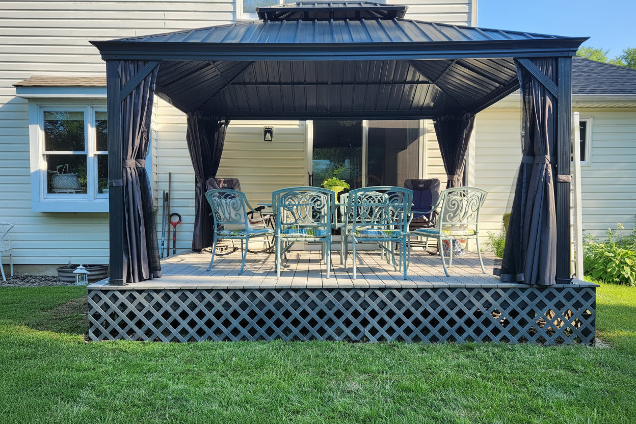 12  X 14  Hardtop Gazebo Permanent Aluminum Outdoor