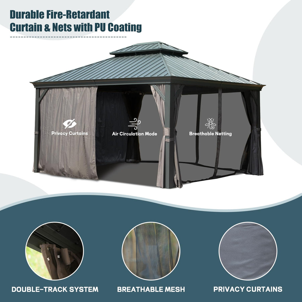 12  X 14  Hardtop Gazebo Permanent Aluminum Outdoor