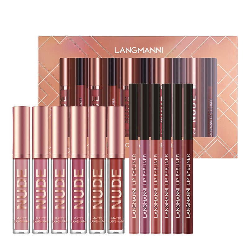 Lippenstift- und Lipliner-Set mit 12 Teilen