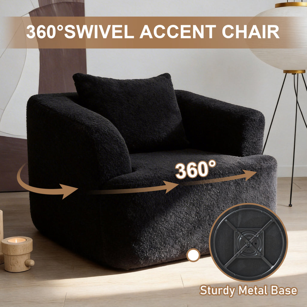 360 Swivel Round Upholstered Comfy Chair
