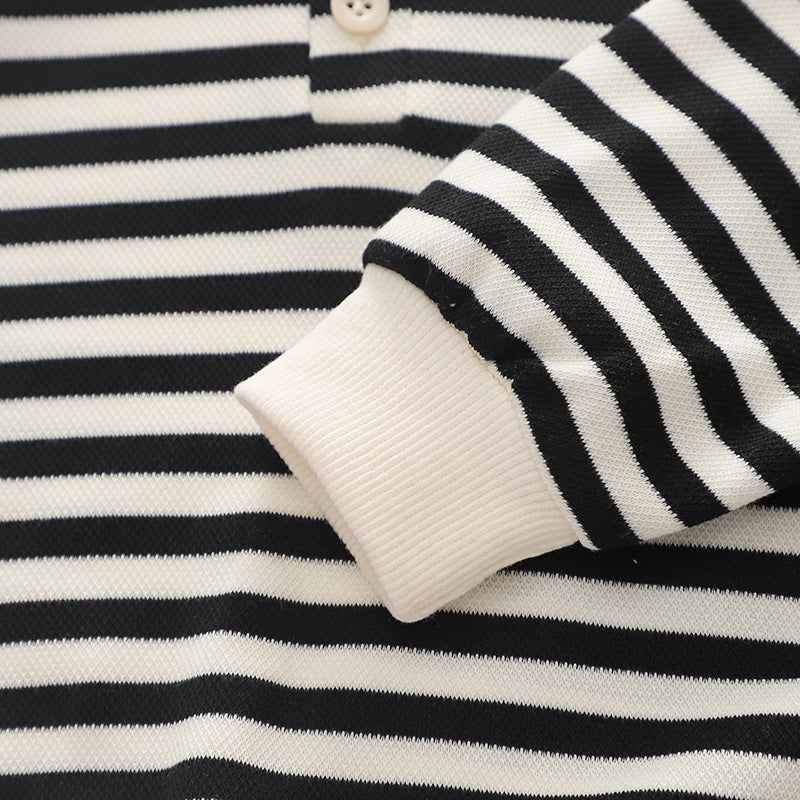 Letter Stripes Loose Round Neck Boys' Long Sleeve Sweater Suit