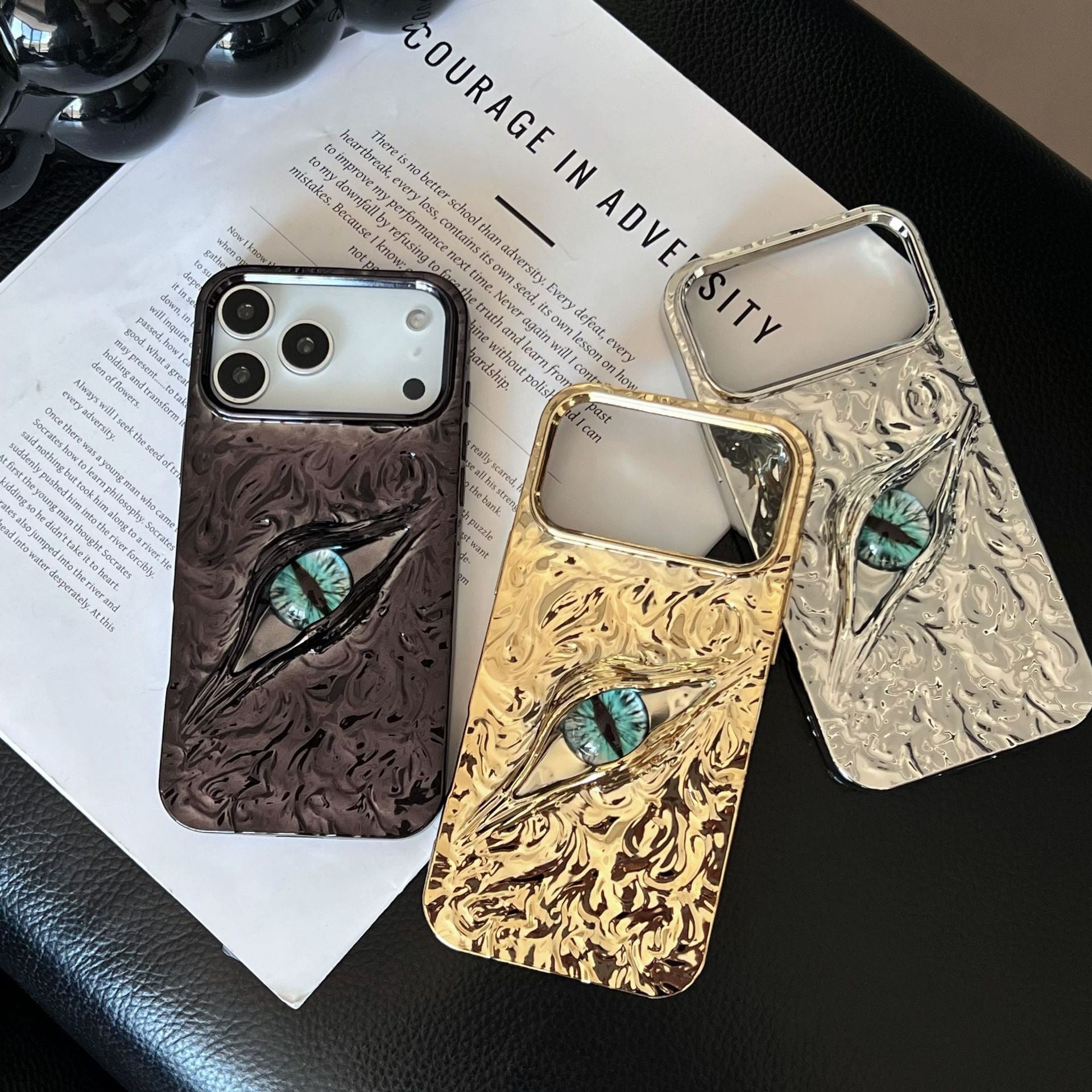 iPhone 17 Hüllen | iPhone-Hüllen - Hochwertige galvanisierte Stereo-Augen-Handyhülle aus Zinnpapier