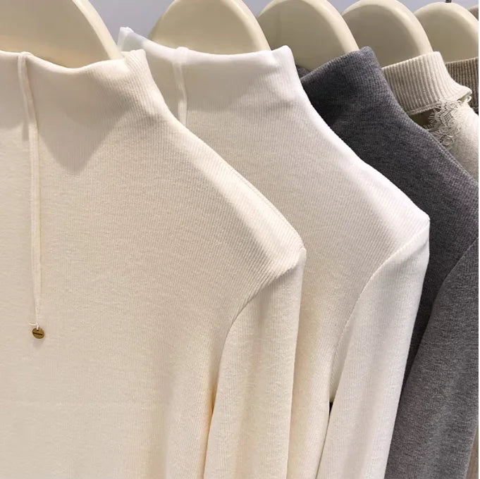 A123 AL4319-68-LHYF Thin V-neck Long Sleeved T-shirt For Women And Pure Cotton