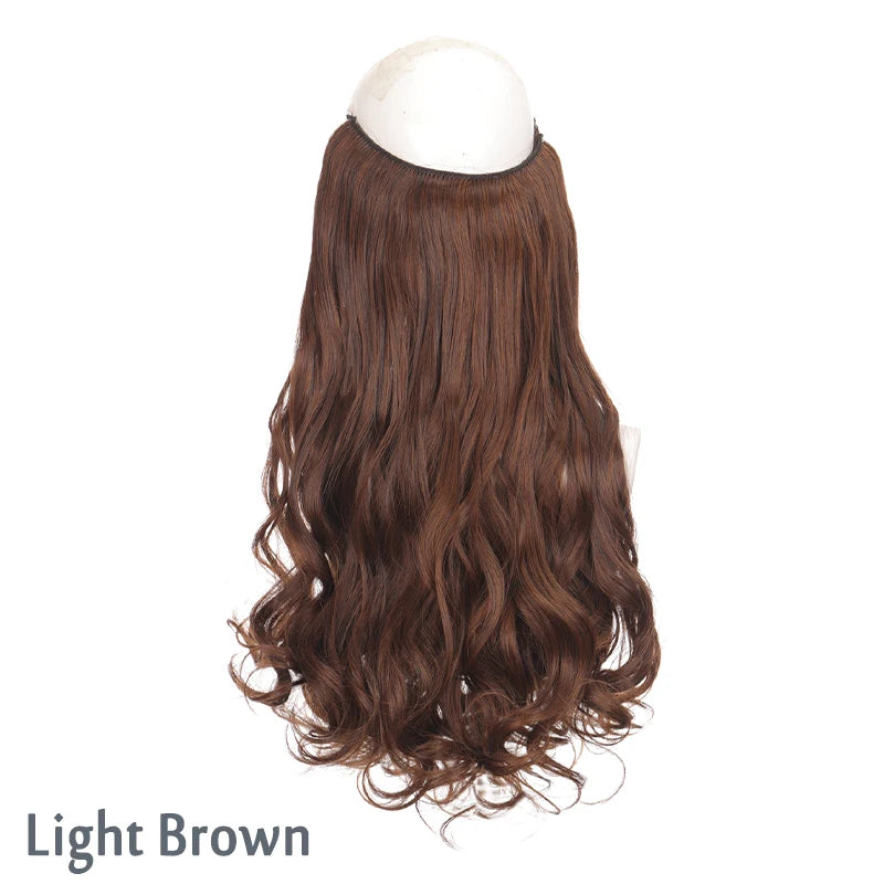No Clip In Hair Extensions Fish Line Straight Curly Wig