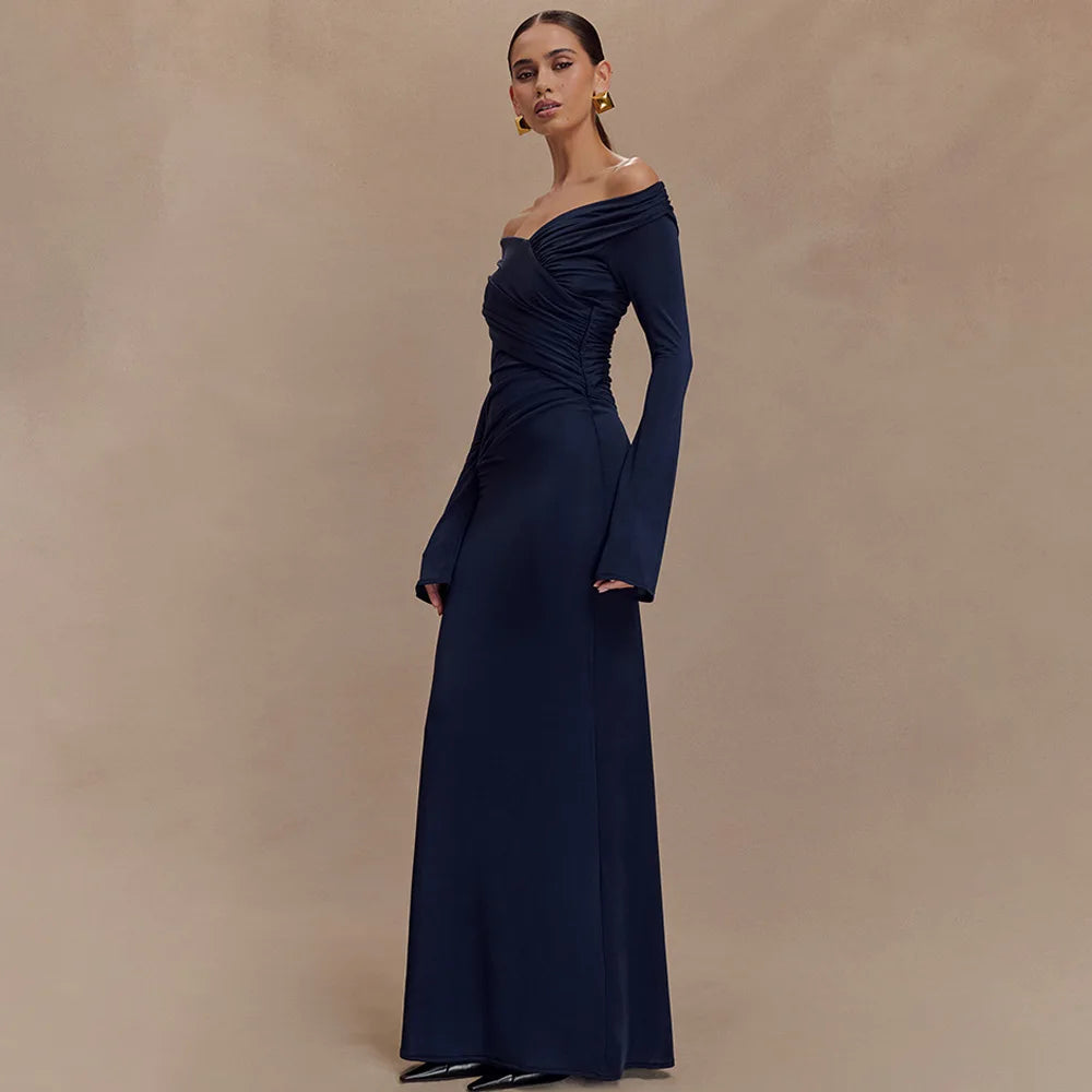 Slim Fit Shirring Women's Party Style Evening Dress
