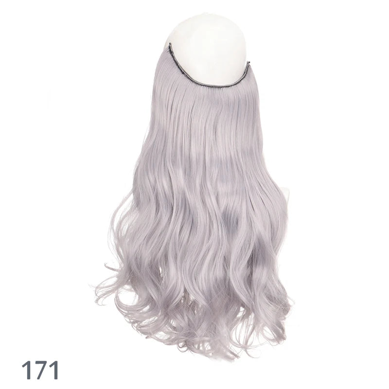 No Clip In Hair Extensions Fish Line Straight Curly Wig