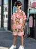 Striped Color Block Printed Boys' Summer Casual clothing
