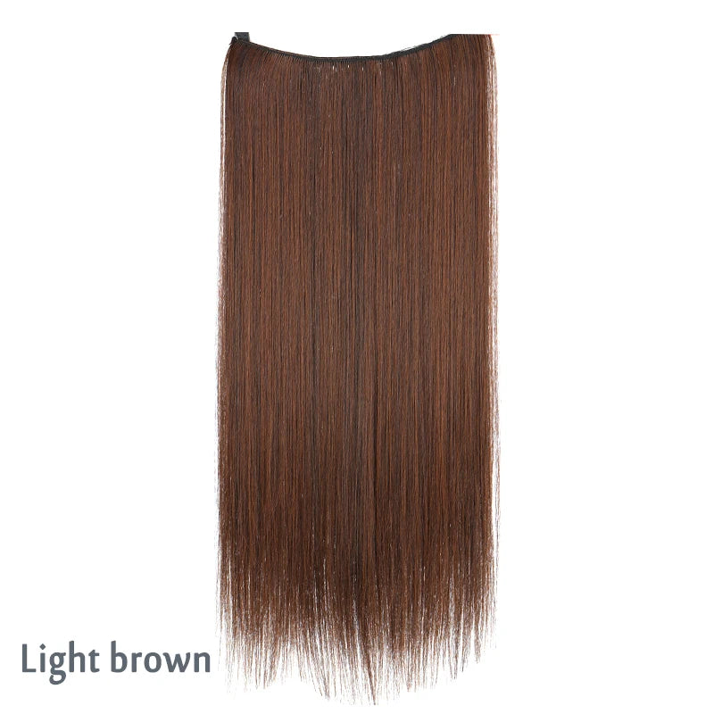 No Clip In Hair Extensions Fish Line Straight Curly Wig