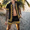 Fashion New Men's Hawaiian Beach Vacation Boho Shorts Shirt