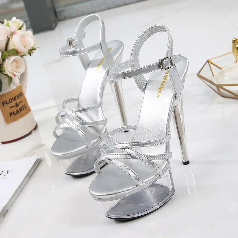 Sandalias Con Plataforma  High Quality Open Toe  Women Transparent Clear Platform Heels for Sexy Lady