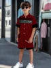 Striped Color Block Printed Boys' Summer Casual clothing