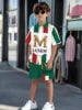Striped Color Block Printed Boys' Summer Casual clothing