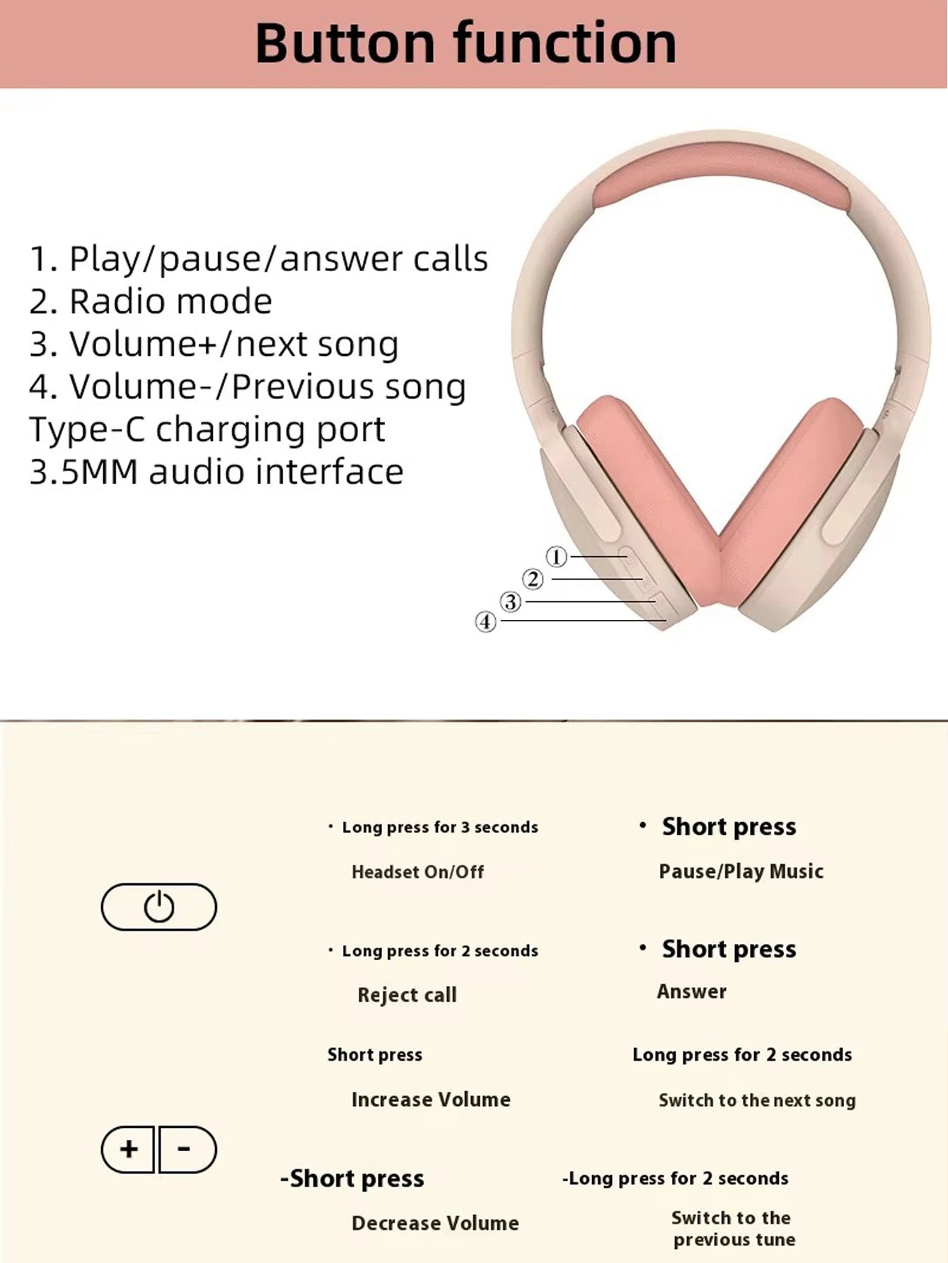 Foldable Wireless BT Stereo Headphone