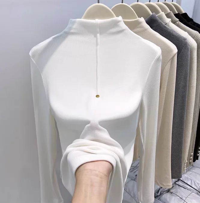 A123 AL4319-68-LHYF Thin V-neck Long Sleeved T-shirt For Women And Pure Cotton