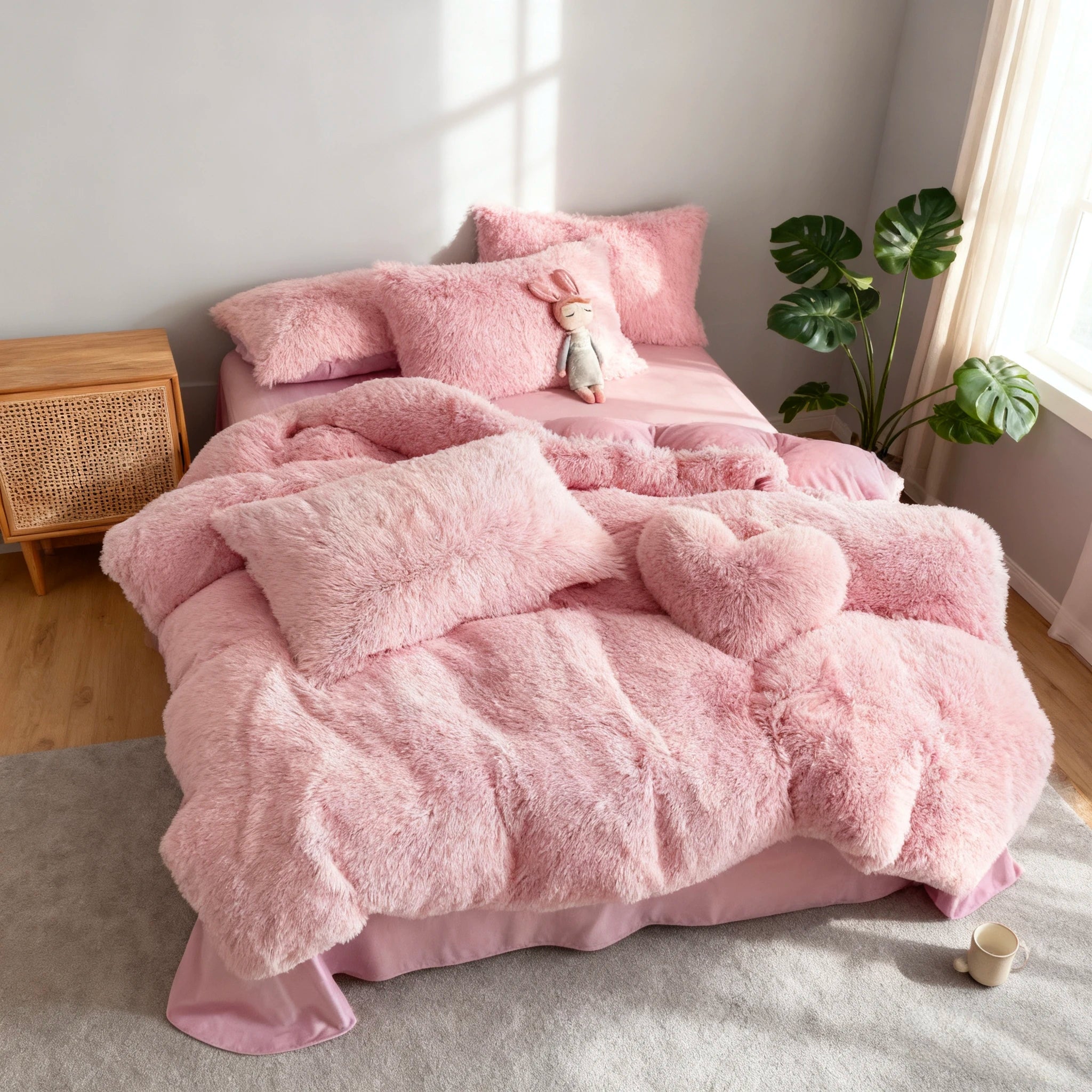 Modern Style Pink colour bedsheets,Comfortable and Warm