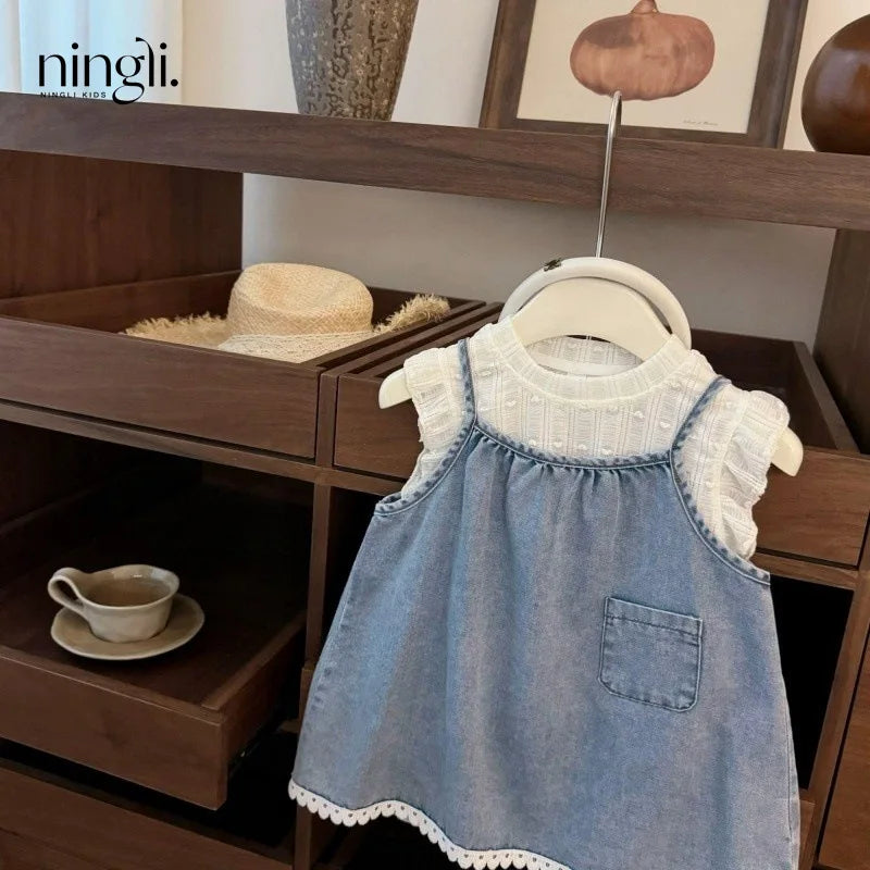 Sweet Baby Girl Western Style Trendy Suit