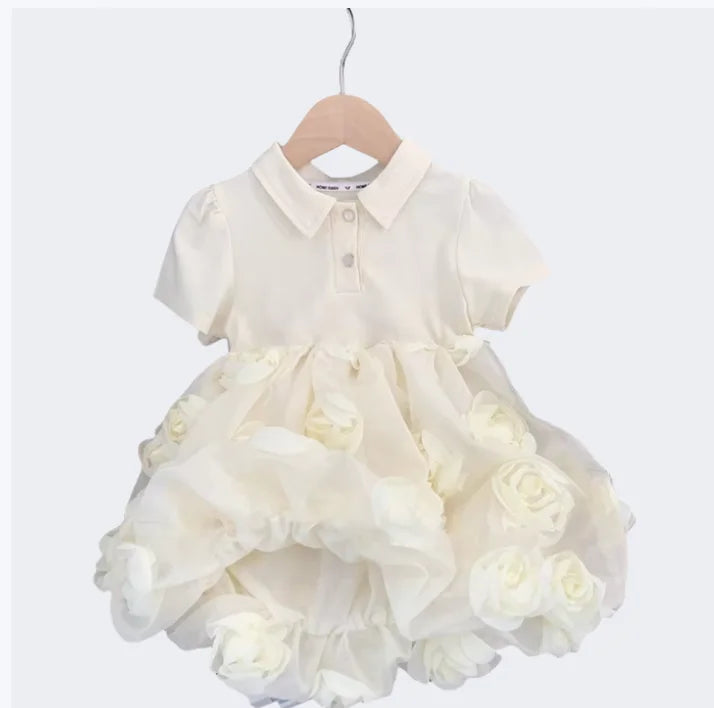 Girls Three-dimensional Rose Flower Dress