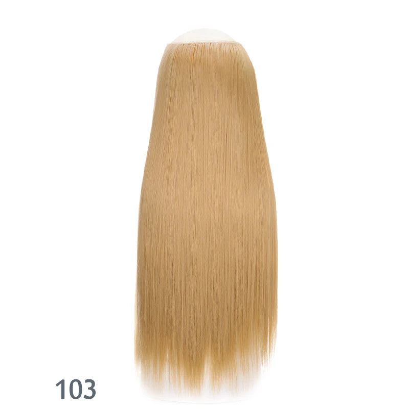 No Clip In Hair Extensions Fish Line Straight Curly Wig
