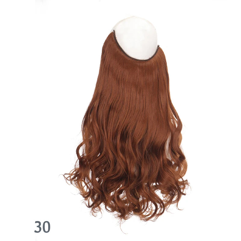 No Clip In Hair Extensions Fish Line Straight Curly Wig