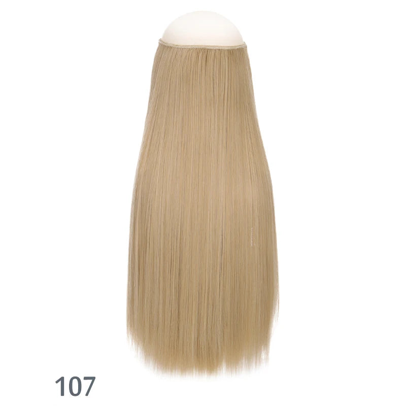 No Clip In Hair Extensions Fish Line Straight Curly Wig