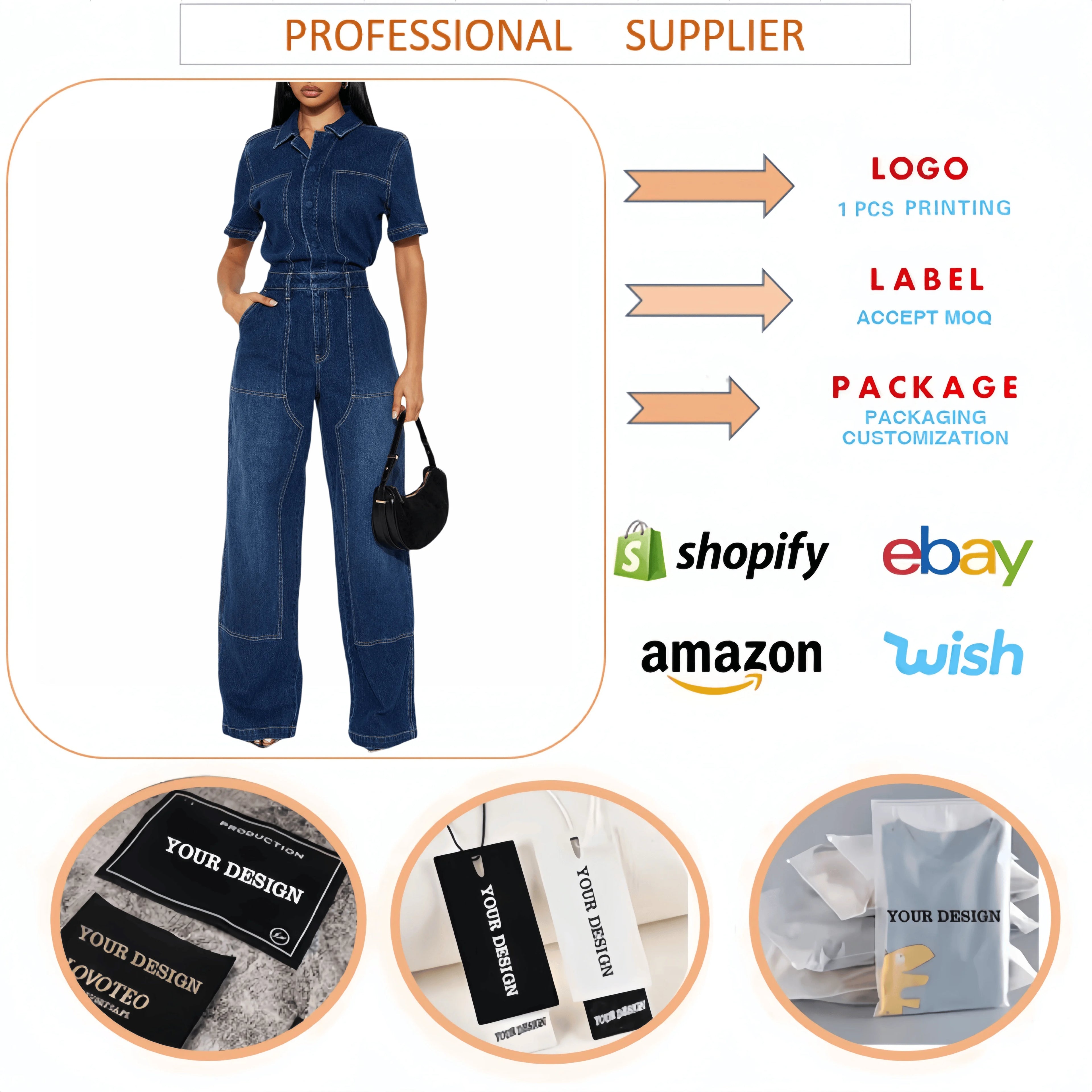 Hot Sale Jeans Jumpsuits for Ladies