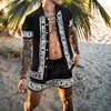 Fashion New Men's Hawaiian Beach Vacation Boho Shorts Shirt