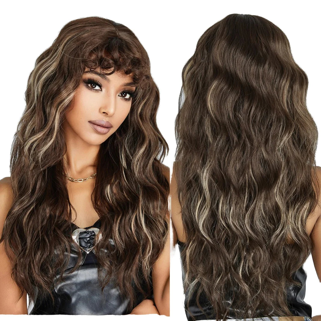 16 Inch Black Brown Shoulder Length Straight Synthetic Heat Resistant Adjustable Wig for Women Natural Hairline Matte Hair