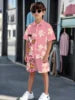 Striped Color Block Printed Boys' Summer Casual clothing