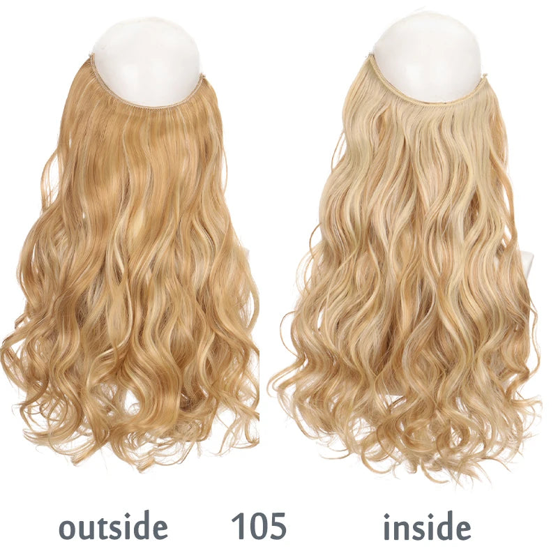 No Clip In Hair Extensions Fish Line Straight Curly Wig