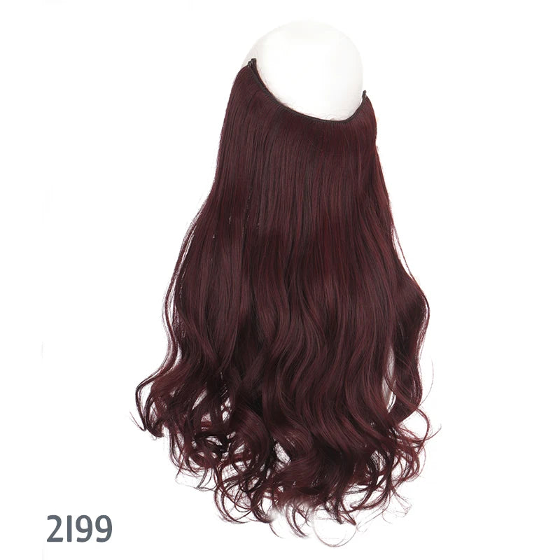 No Clip In Hair Extensions Fish Line Straight Curly Wig