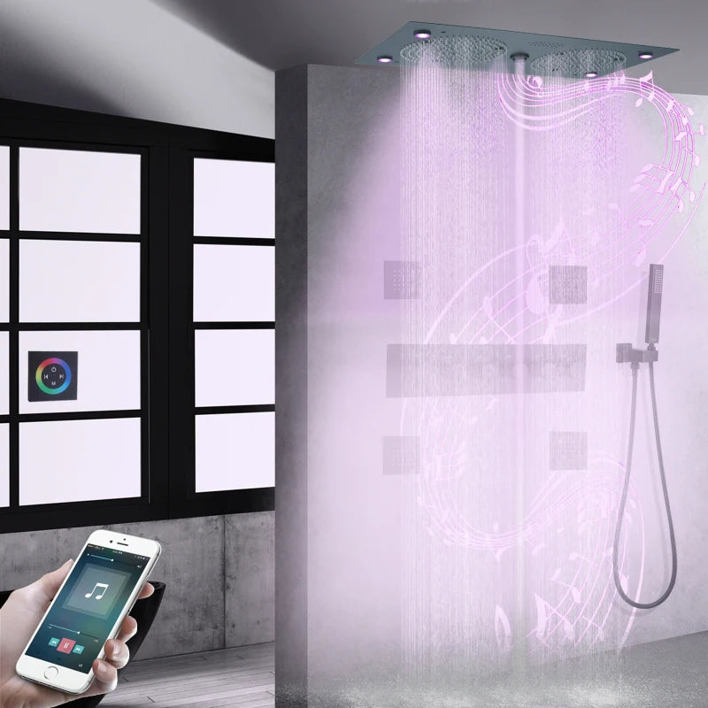 Matte Black Thermostatic Shower Faucet Set