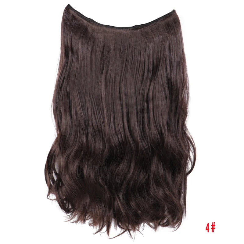 No Clip In Hair Extensions Fish Line Straight Curly Wig