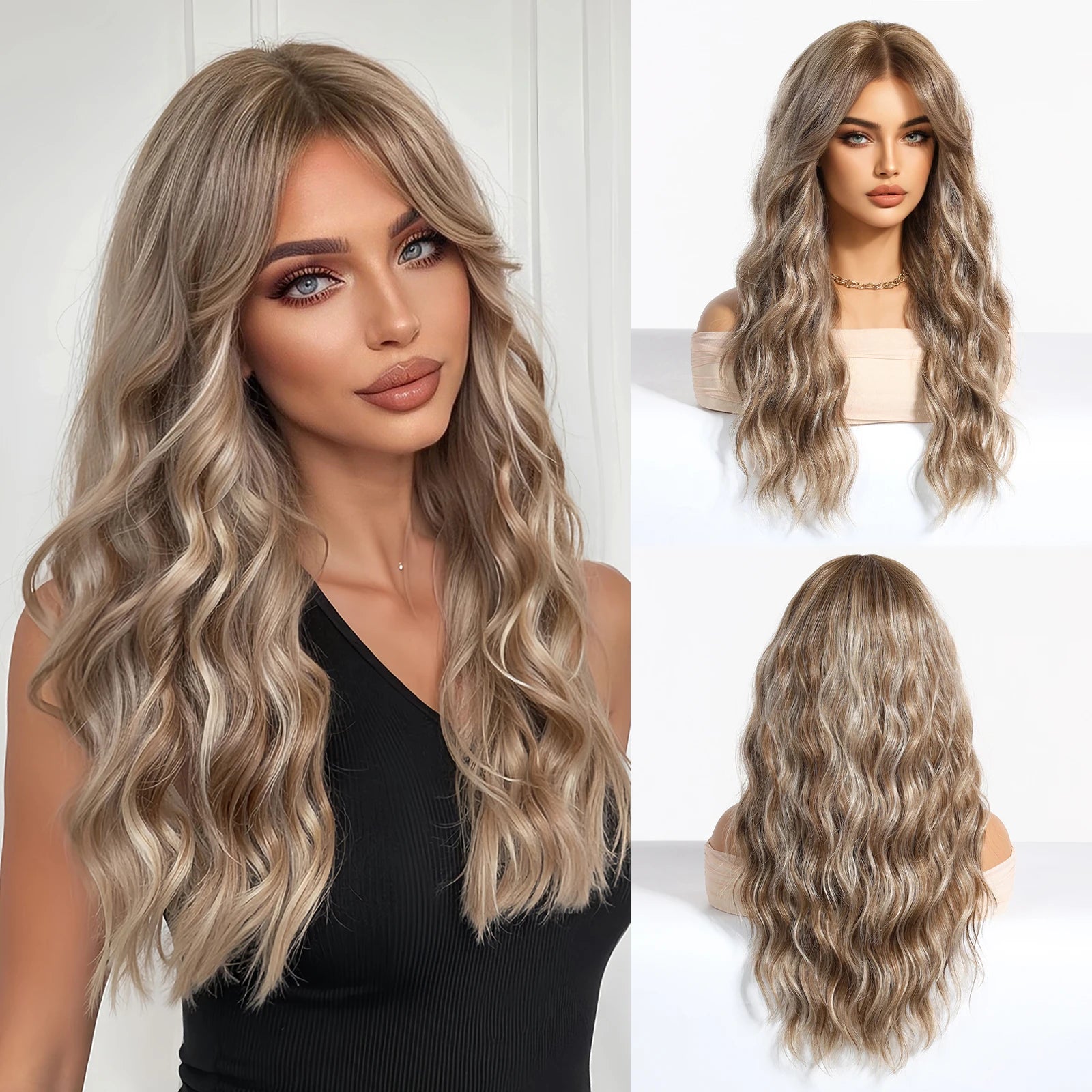 Dark Root Gray Ombre Loose Curly Synthetic Wig
