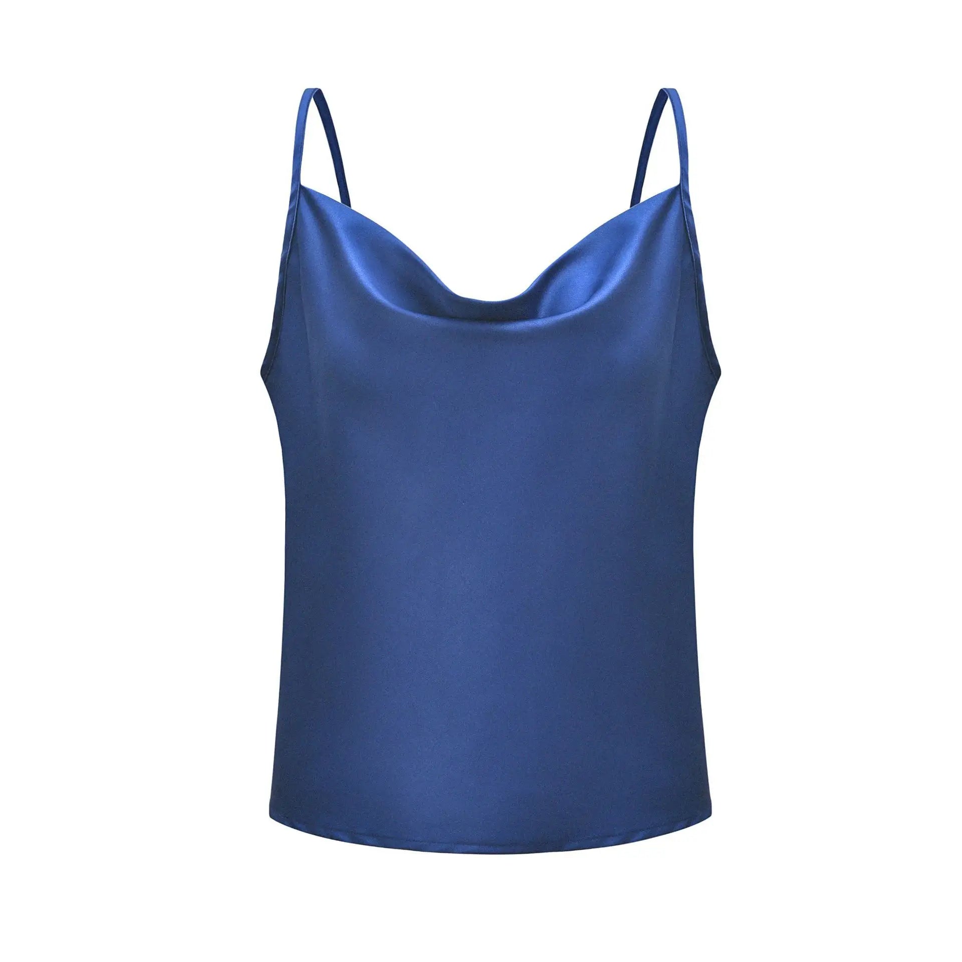 Basic Women Silk-Like Satin Tops Vest