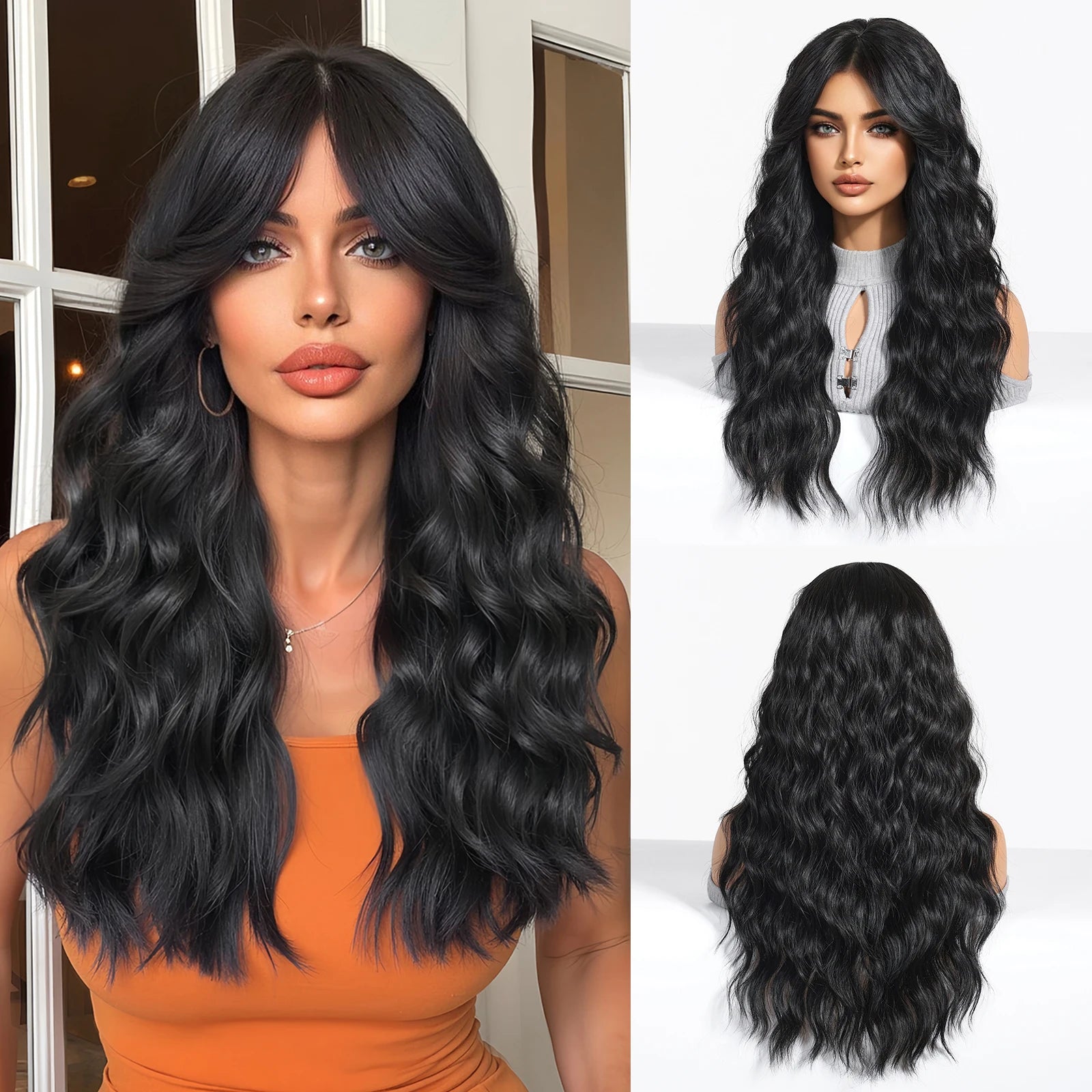 Dark Root Gray Ombre Loose Curly Synthetic Wig