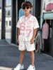 Striped Color Block Printed Boys' Summer Casual clothing