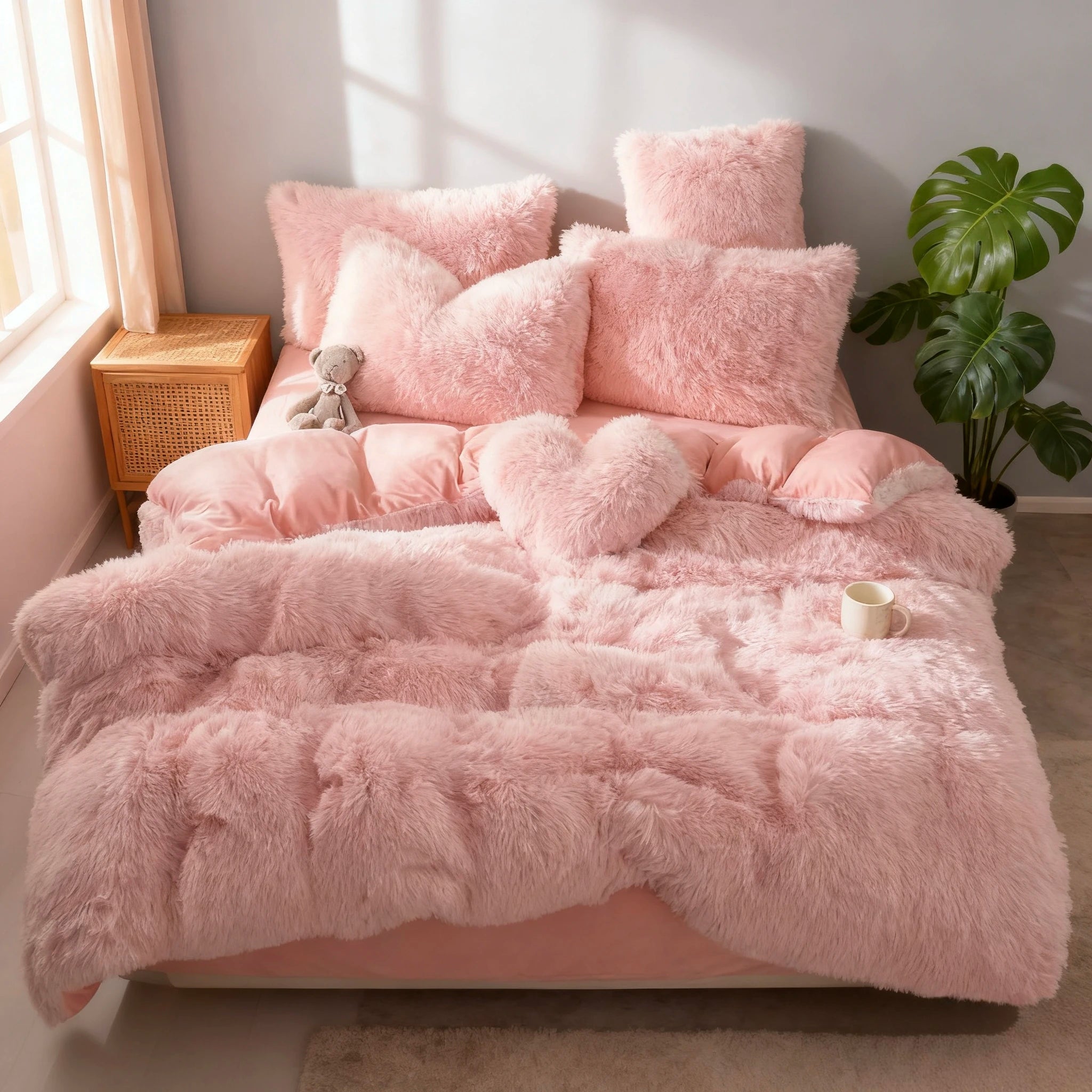 Modern Style Pink colour bedsheets,Comfortable and Warm