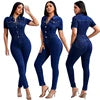 New Stitch Detail Flap Pocket Denim Jumpsuit
