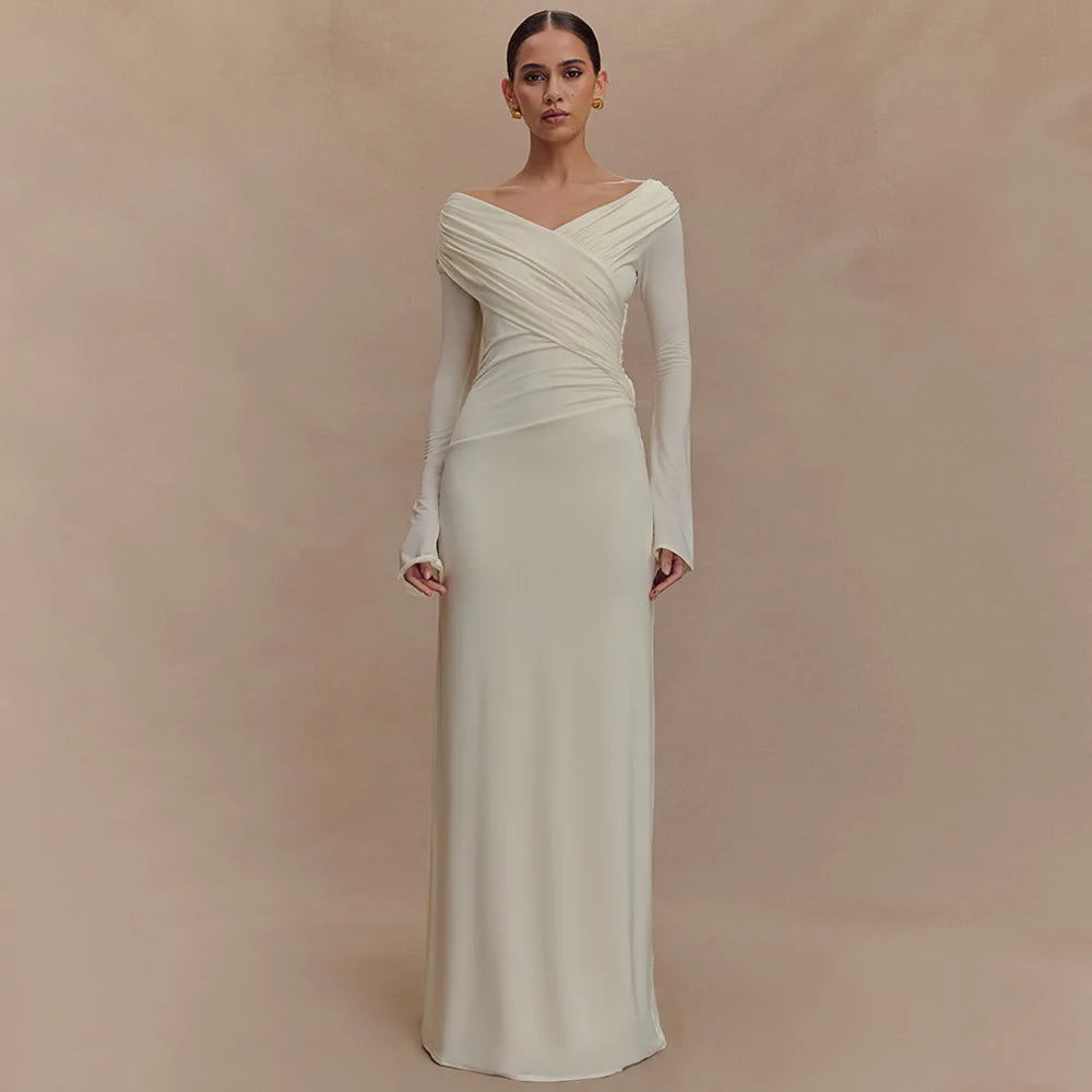 Slim Fit Shirring Women's Party Style Evening Dress