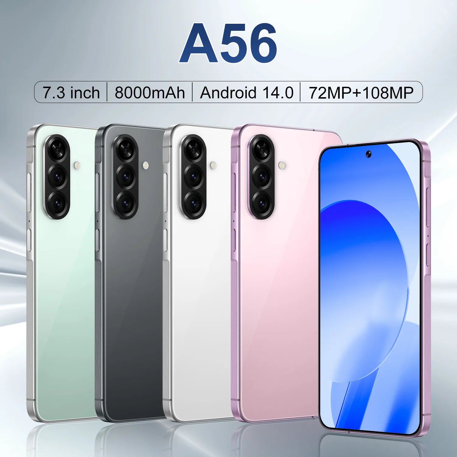 New Design A56 5G Smartphone Deca Core 108MP 16GB 1TB 7.3 Inch HD Display