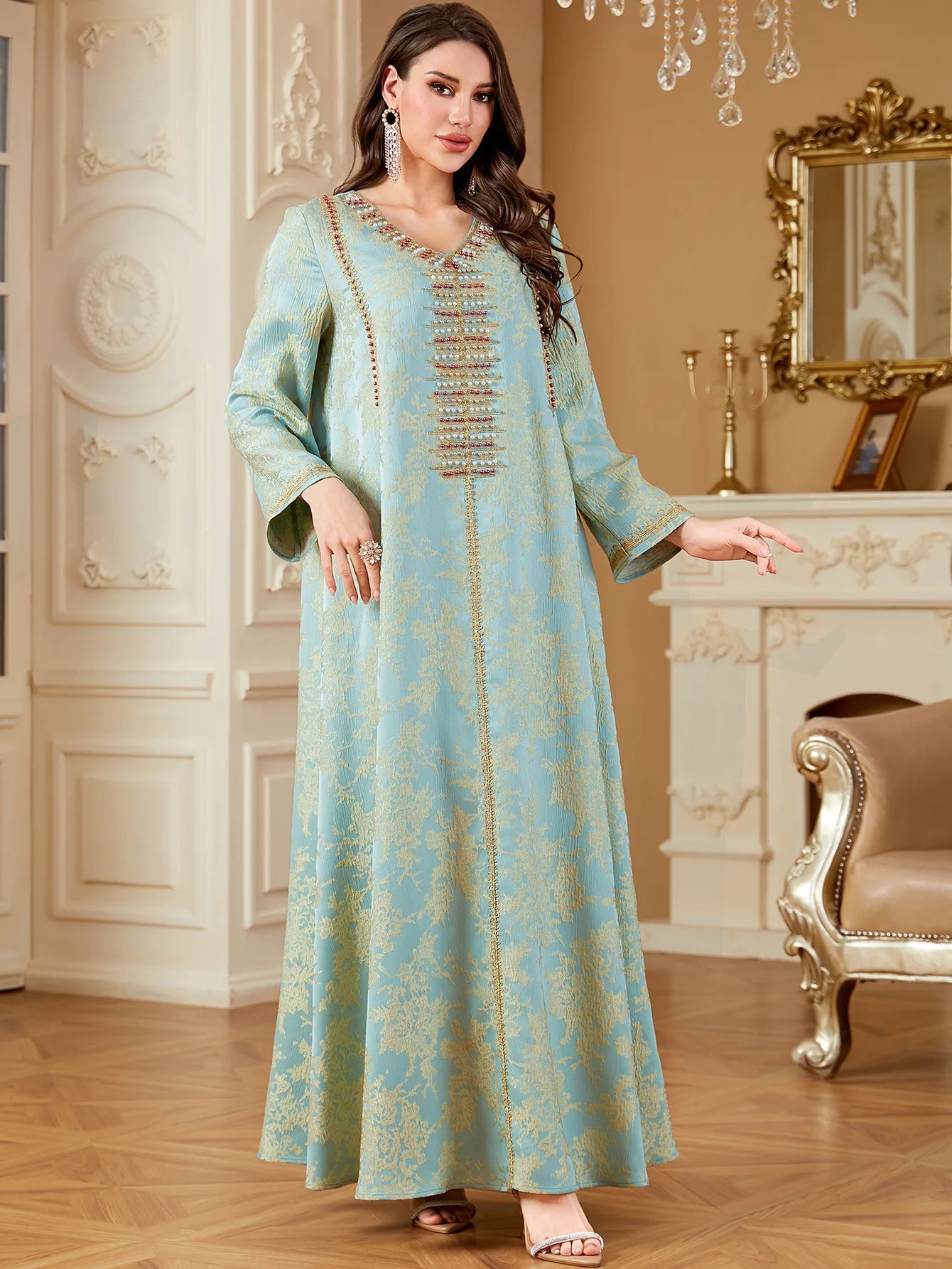 4336 Muslim Evening Dress Arab Dubai, Women Dresses