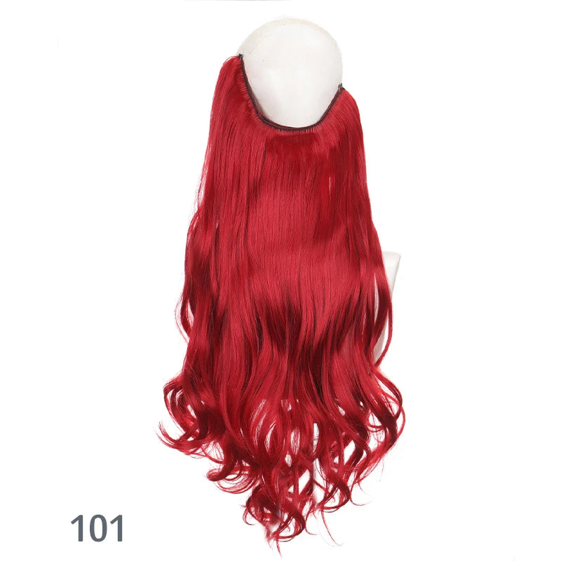 No Clip In Hair Extensions Fish Line Straight Curly Wig