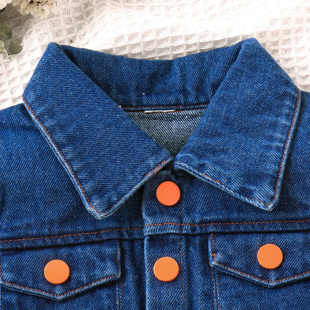 Girls clothing Denim Waistcoat + Jumpsuit 2 Piece Set