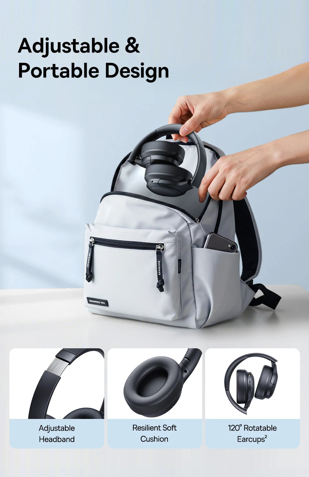 Wireless Headphones Bluetooth, Battery Capacity: 600 mAh / 2.22 Wh
