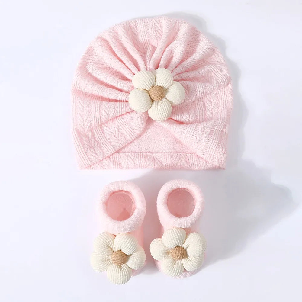 Baby Headscarf Hat Elastic Lightweight Hat Sock Set Newborn Supplies