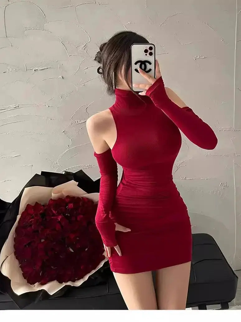High Neck Tight Dress for females